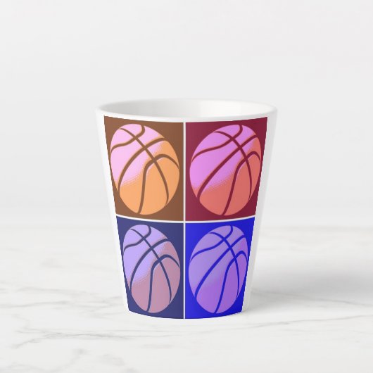 Pop Art Basketball Latte Mok (Voorkant)