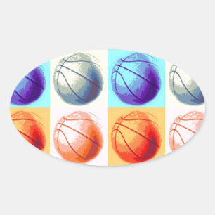 Pop Art Basketball Ovale Sticker