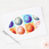 Pop Art Basketball Ovale Sticker (Envelop)