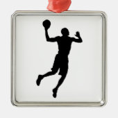 Pop Art Basketball Player Silhouette Metalen Ornament (Voorkant)