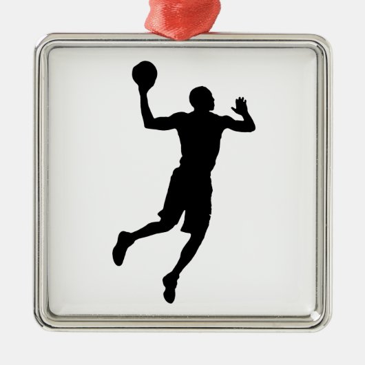 Pop Art Basketball Player Silhouette Metalen Ornament (Voorkant)