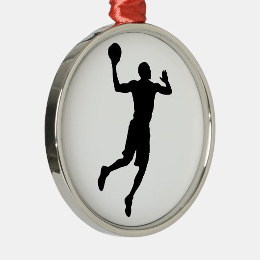 Pop Art Basketball Player Silhouette Metalen Ornament (Rechts)