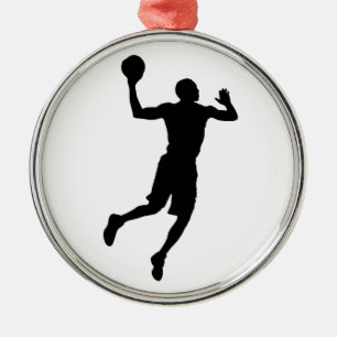 Pop Art Basketball Player Silhouette Metalen Ornament