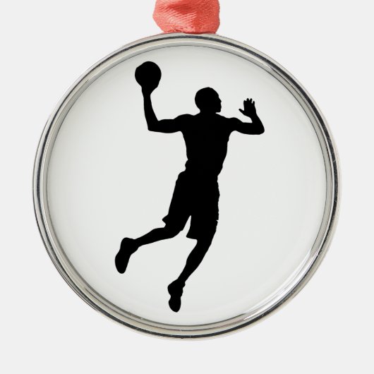 Pop Art Basketball Player Silhouette Metalen Ornament (Voorkant)