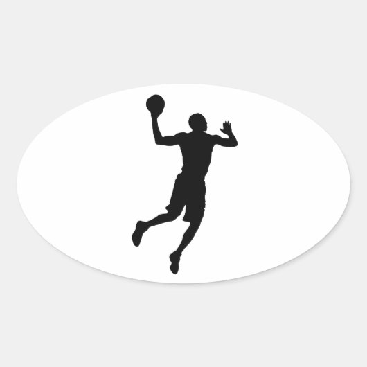 Pop Art Basketball Player Silhouette Ovale Sticker (Voorkant)