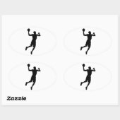 Pop Art Basketball Player Silhouette Ovale Sticker (Vel)