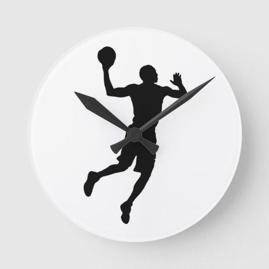 Pop Art Basketball Player Silhouette Ronde Klok (Voorkant)