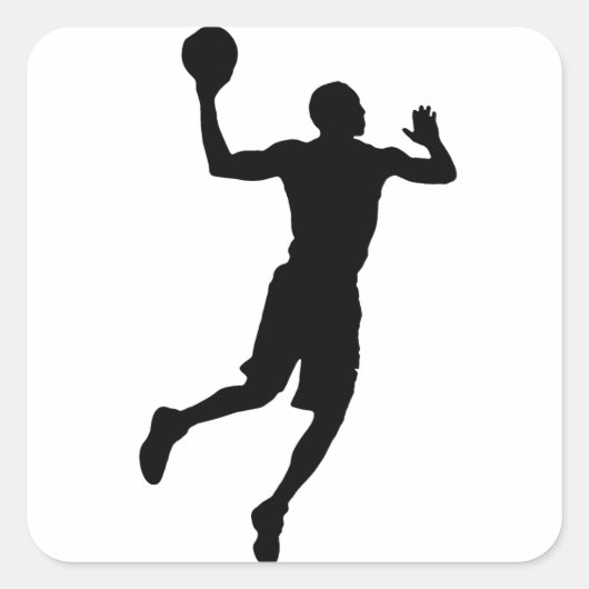 Pop Art Basketball Player Silhouette Vierkante Sticker (Voorkant)