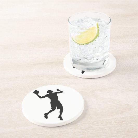 Pop Art Basketball Player Silhouette Zandsteen Onderzetter (Zijkant)