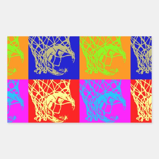 Pop Art Basketball Rechthoekige Sticker (Voorkant)