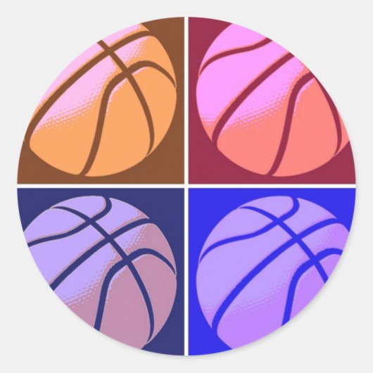 Pop Art Basketball Ronde Sticker (Voorkant)