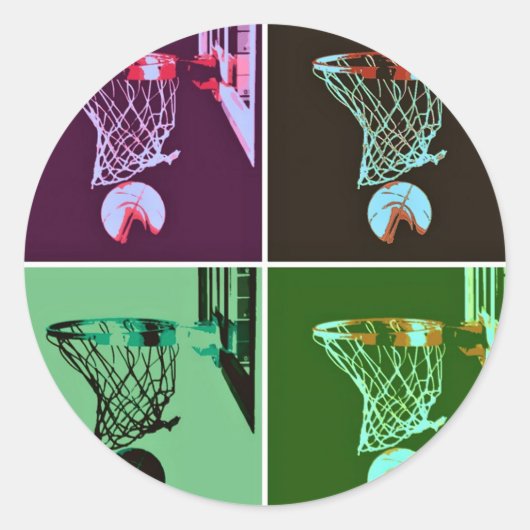 Pop Art Basketball Ronde Sticker (Voorkant)