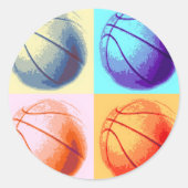 Pop Art Basketball Ronde Sticker (Voorkant)
