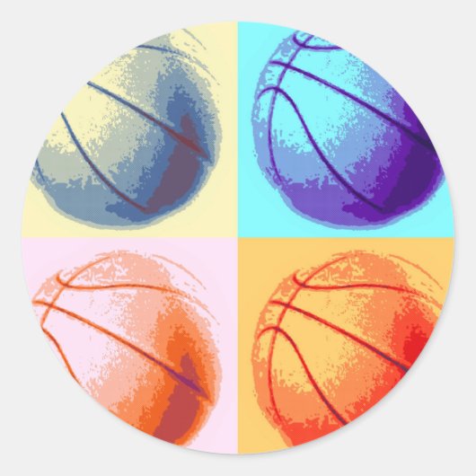 Pop Art Basketball Ronde Sticker (Voorkant)