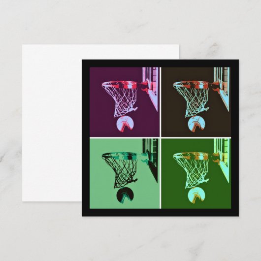 Pop Art Basketball Uitnodiging (Voorkant / Achterkant)
