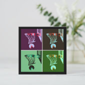 Pop Art Basketball Uitnodiging (Staand voorkant)