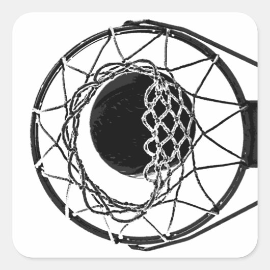 Pop Art Basketball Vierkante Sticker (Voorkant)