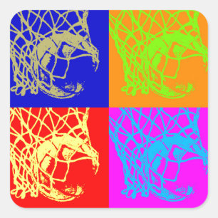 Pop Art Basketball Vierkante Sticker