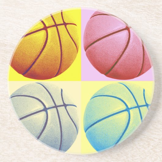 Pop Art Basketball Zandsteen Onderzetter (Voorkant)