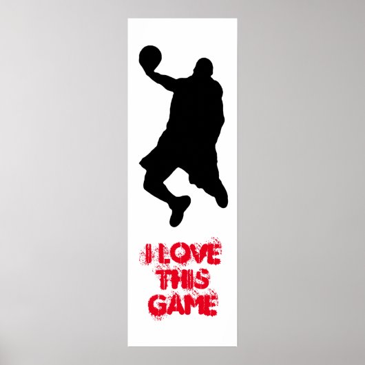 Pop Art Basketbalspeler Silhouette Door Poster (Voorkant)
