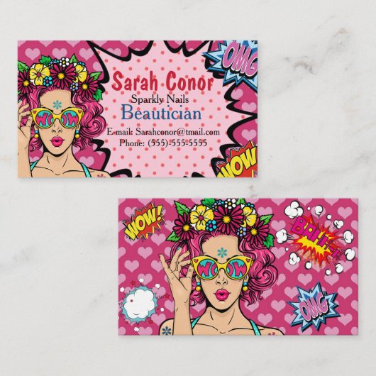 Pop Art Beauticiste Visitekaartje (Voorkant / Achterkant)