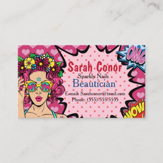 Pop Art Beauticiste Visitekaartje (Voorkant)