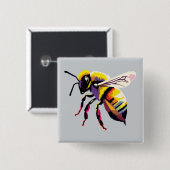 Pop art Bee Vierkante Button 5,1 Cm (Voorkant /achterkant)