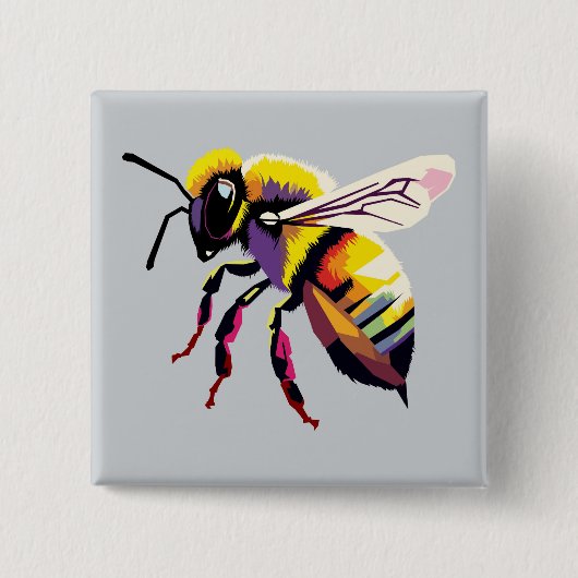 Pop art Bee Vierkante Button 5,1 Cm (Voorkant)