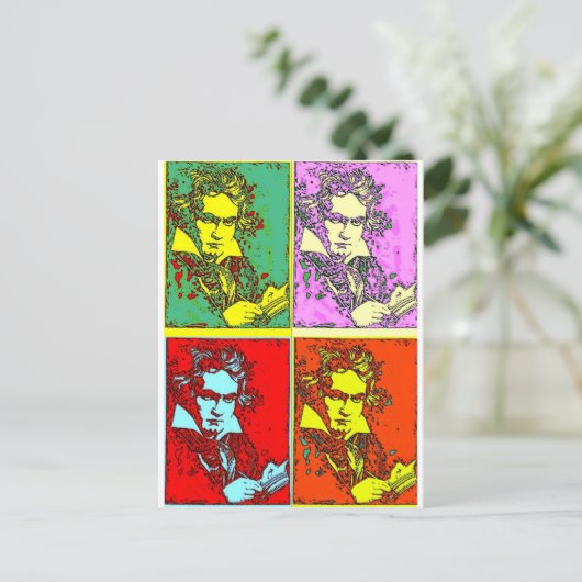Pop-art Beethoven Briefkaart (Staand voorkant)