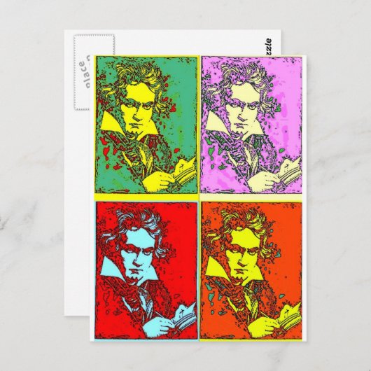 Pop-art Beethoven Briefkaart (Voorkant / Achterkant)