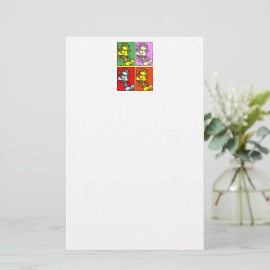 Pop-art Beethoven Briefpapier (Staand voorkant)