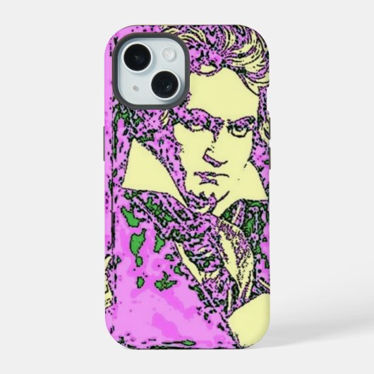 Pop-art Beethoven iPhone 15 Case (Achterkant)