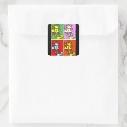 Pop-art Beethoven Vierkante Sticker (Tas)