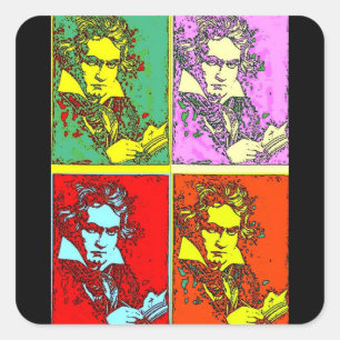 Pop-art Beethoven Vierkante Sticker