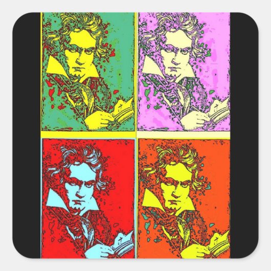 Pop-art Beethoven Vierkante Sticker (Voorkant)