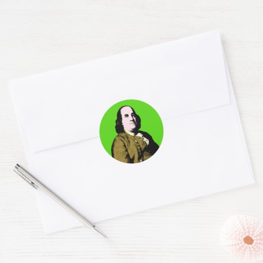 Pop Art Ben Franklin Ronde Sticker (Envelop)