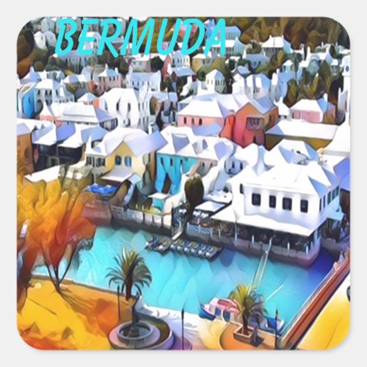 Pop Art Bermuda Square Sticker (Voorkant)