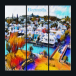 Pop Art Bermuda Triptiek Drieluik<br><div class="desc">Pop Art 4544 Bermuda drieluik wandkunst Een prachtige landschapsfoto van het centrum van St. George Bermuda wordt omgetoverd tot een kleurrijke Pop Art drieluik wandprint. Door https://www.zazzle.com/store/celestesheffey</div>