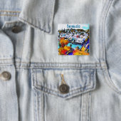 Pop Art Bermuda Vierkante Button 5,1 Cm (In situ)