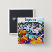Pop Art Bermuda Vierkante Button 5,1 Cm (Voorkant /achterkant)