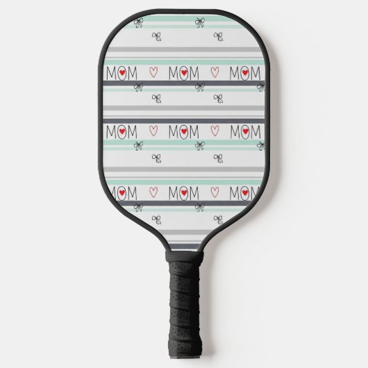 Pop Art BEST MOM Stripe – Bold Retro Love (1) Pickleball Paddle (Voorkant)