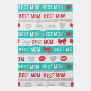 Pop Art BESTE MOEDER Streep - Krachtige Retro Lief Theedoek