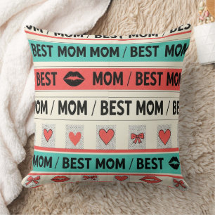 Pop Art BESTE MOM Streep – Krachtige Retro Liefde  Kussen