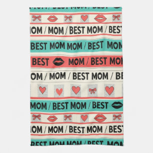 Pop Art BESTE MOM Streep - Krachtige Retro Liefde  Theedoek