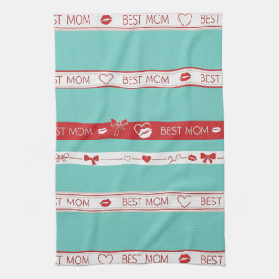 Pop Art BESTE MOM Streep – Krachtige Retro Liefde  Theedoek