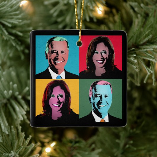Pop Art Biden Harris Ceramic Ornament (Boom)