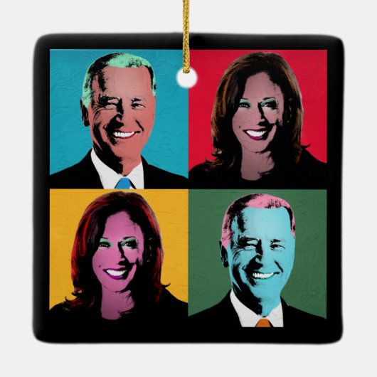 Pop Art Biden Harris Ceramic Ornament (Achterkant)