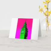 Pop Art Big Ben Londen Reis Roze Groen Kaart (Gele Bloem)
