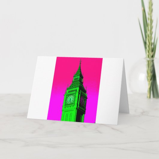 Pop Art Big Ben Londen Reizen Roze Groen Kaart (Voorkant)