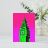 Pop Art Big Ben London Travel Pink Green Briefkaart (Staand voorkant)